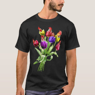 Chickens Tulip Flower Spring Tree Hippie T-Shirt