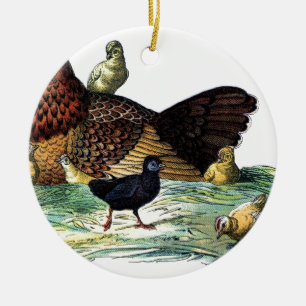 Chickens Vintage Animal Ceramic Tree Decoration