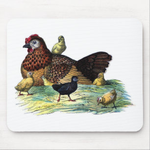 Chickens Vintage Animal Mouse Pad