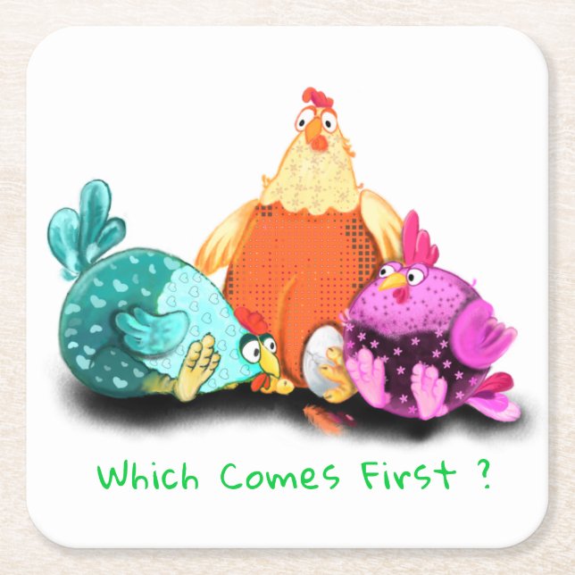 Chickens Waiting Egg To Hatch Paper Coaster Fun (Front)