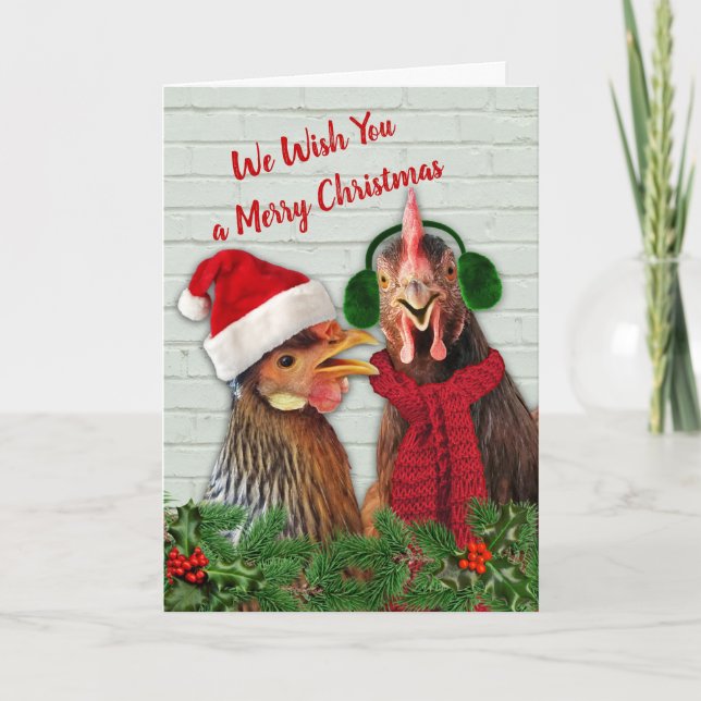 Chickens Wish You A Merry Christmas Card (Front)