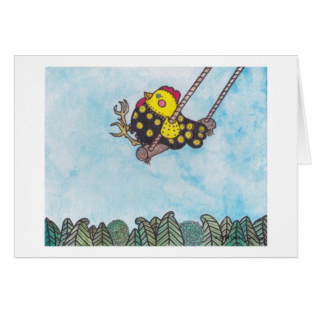 Chickie on a Swing an image to create smiles (Front Horizontal)