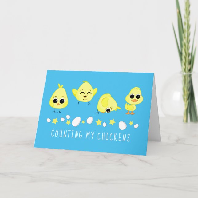 Chicks and Duckling Counting My Chickens Saying Card (Front)