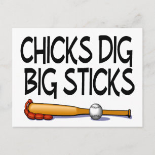 Chicks Dig Big Sticks Baseball Postcard