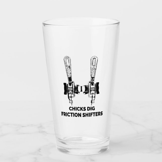 Chicks Dig Friction Shifters Bicycle Glass (Front)