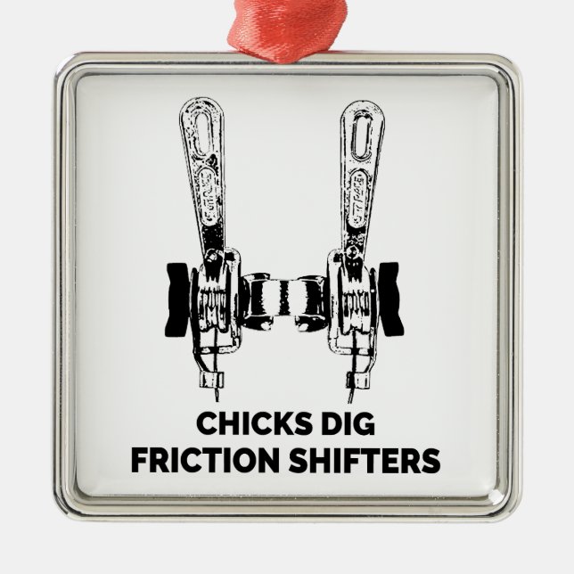 Chicks Dig Friction Shifters Bicycle Metal Tree Decoration (Front)
