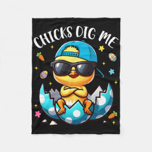 Chicks Dig Me Easter Cool Chicks Happy Easter Todd Fleece Blanket