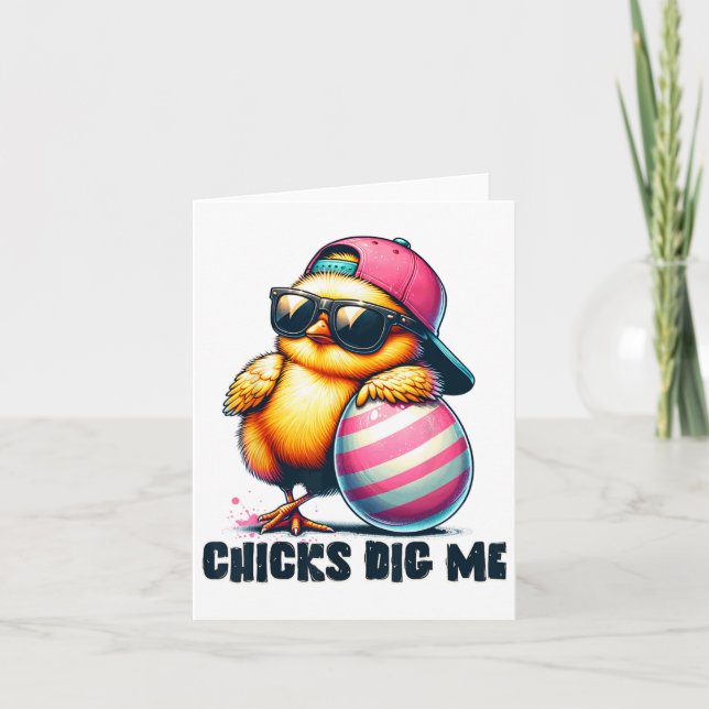 Chicks Dig Me Easter Funny Easter For Toddler Boys Card (Front)