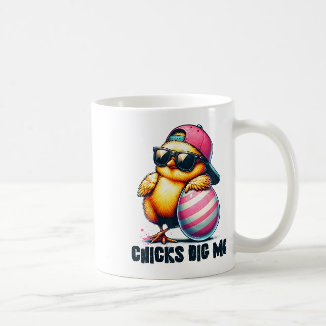 Chicks Dig Me Easter Funny Easter For Toddler Boys Coffee Mug (Right)