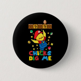 Chicks Dig Me Easter Toddler Boys Men Happy Easter 6 Cm Round Badge