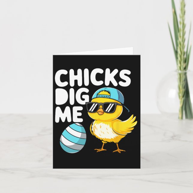 Chicks Dig Me Easter Toddler Boys Men Happy Easter Card (Front)