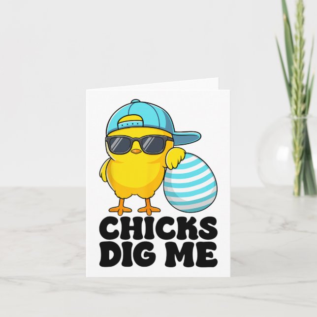 Chicks Dig Me Easter Toddler Boys Men Happy Easter Card (Front)