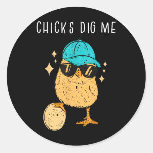 Chicks Dig Me Easter Toddler Boys Men Happy Easter Classic Round Sticker