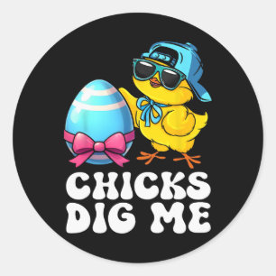 Chicks Dig Me Easter Toddler Boys Men Happy Easter Classic Round Sticker