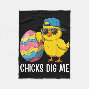 Chicks Dig Me Easter Toddler Boys Men Happy Easter Fleece Blanket