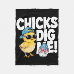 Chicks Dig Me Easter Toddler Boys Men Happy Easter Fleece Blanket