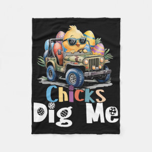 Chicks Dig Me Easter Toddler Boys Men Happy Easter Fleece Blanket