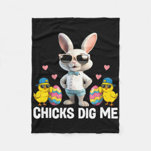 Chicks Dig Me Easter Toddler Boys Men Happy Easter Fleece Blanket