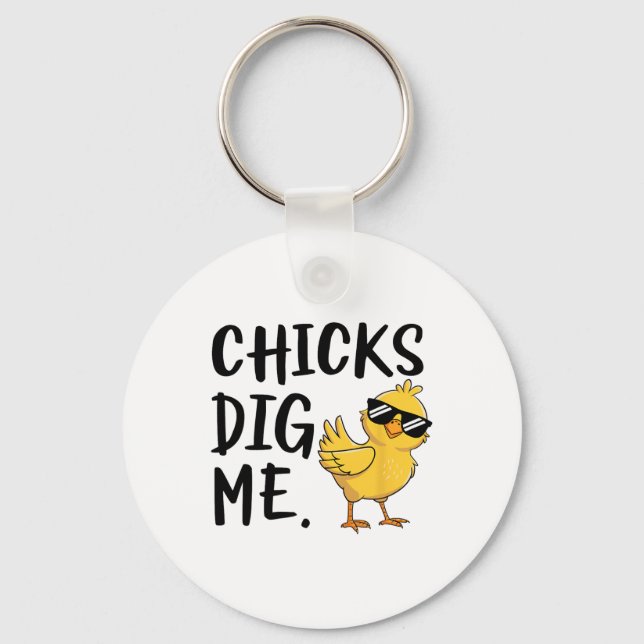 Chicks Dig Me Easter Toddler Boys Men Happy Easter Key Ring (Front)