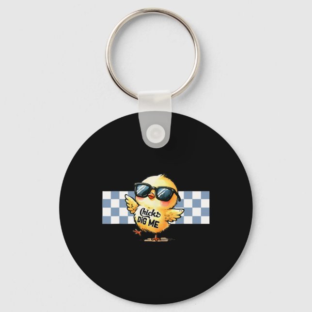Chicks Dig Me Easter Toddler Boys Men Happy Easter Key Ring (Front)