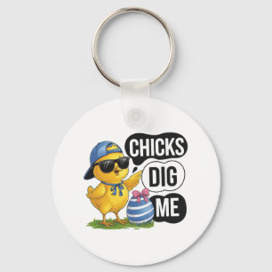 Chicks Dig Me Easter Toddler Boys Men Happy Easter Key Ring