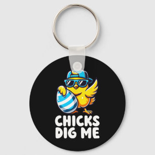 Chicks Dig Me Easter Toddler Boys Men Happy Easter Key Ring