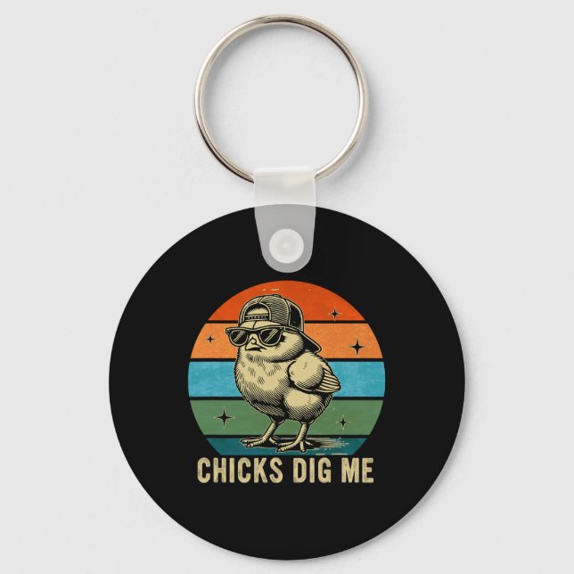 Chicks Dig Me Easter Toddler Boys Men Happy Easter Key Ring (Front)