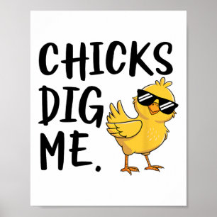 Chicks Dig Me Easter Toddler Boys Men Happy Easter Poster