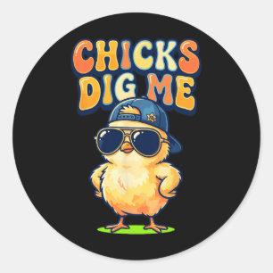 Chicks Dig Me Funny By Chick Sungles Retro Cute _1 Classic Round Sticker