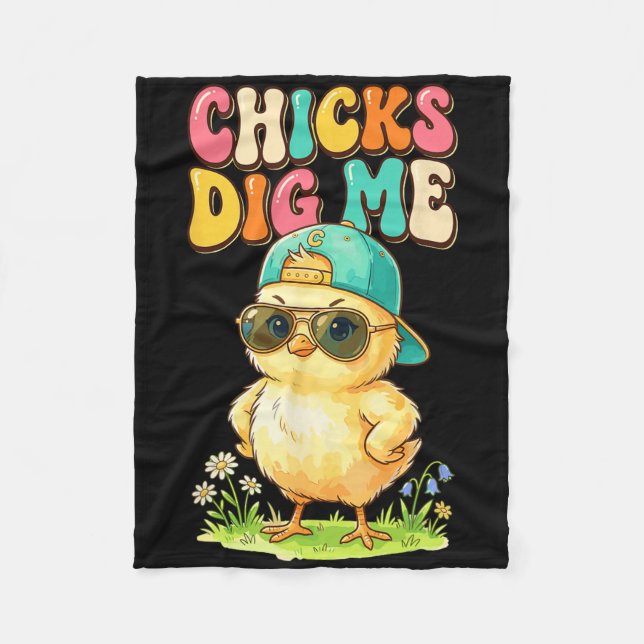 Chicks Dig Me Funny By Chick Sungles Retro Cute  Fleece Blanket (Front)