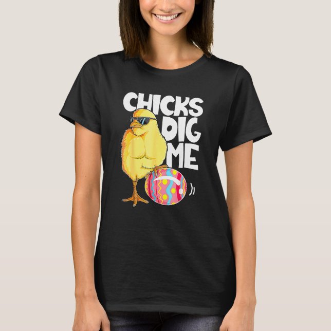 Chicks Dig Me Funny Easter Egg Hunting Hunter Boys T-Shirt (Front)