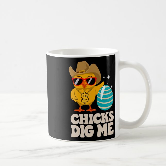 Chicks Dig Me Funny Happy Easter Sunday Outfit Wom Coffee Mug (Right)