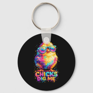 Chicks Dig Me Funny Tie Dye Gles Happy Easter Day Key Ring