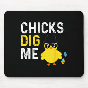 Chicks Dig Me Happy Easter Egg Hunt Kids Boys Fun Mouse Pad