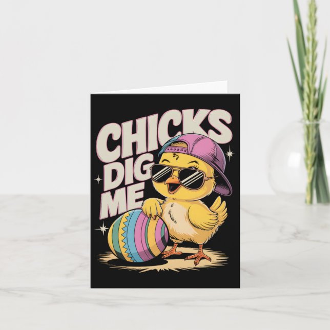 Chicks Dig Me Toddler Boy Easter Boys Easter Toddl Card (Front)