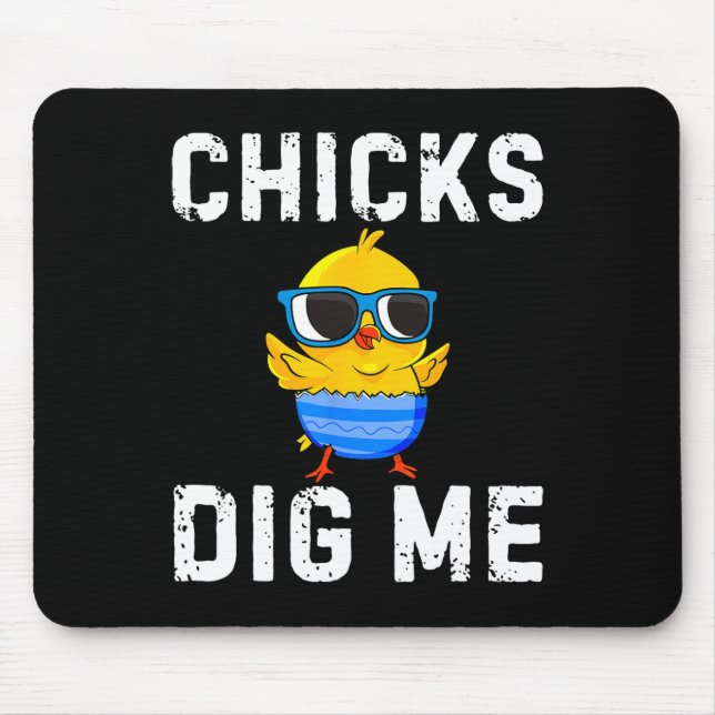 Chicks Dig Me Toddler Happy Easter Egg Hunting Boy Mouse Pad (Front)