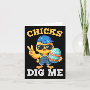 Chicks Dig Me Toddler Mens Easter Boys Happy Easte Card