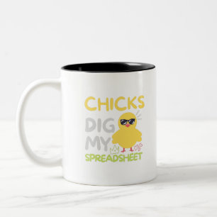 Chicks dig my Spreadsheet Two-Tone Coffee Mug