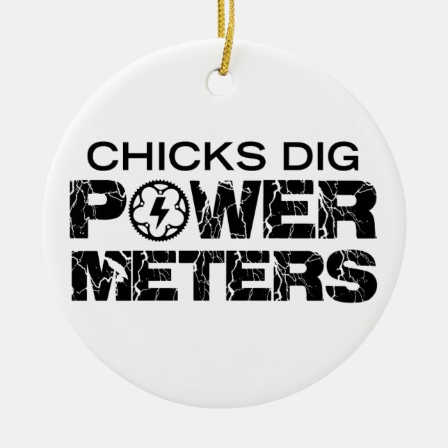 Chicks Dig Power Metres Ceramic Tree Decoration (Front)