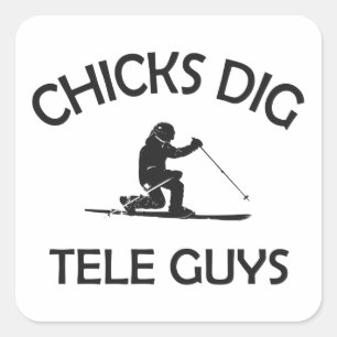 Chicks Dig Tele Guys Square Sticker
