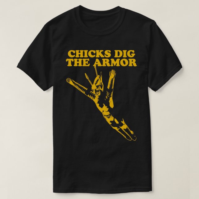 CHICKS DIG THE ARMOR Jet Jaguar T-Shirt (Design Front)