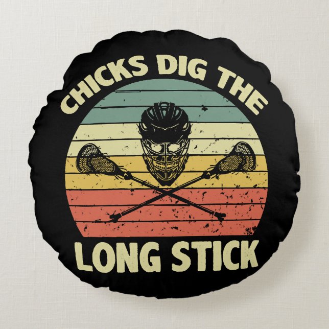 Chicks Dig The Long Stick Round Cushion (Front)