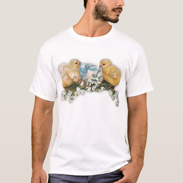 Chicks, Egg & Snowdrop Blossoms T-Shirt (Front)