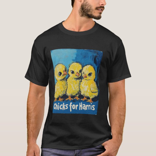 Chicks for Harris Bright Artistic Yellow Campaign  T-Shirt (Front)