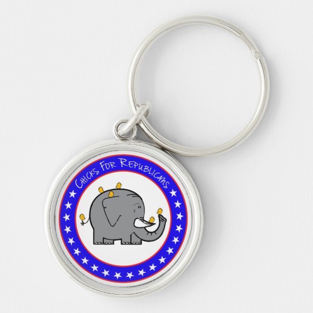 chicks for republican keychain (Front)