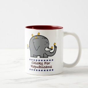 chicks for republicans Two-Tone coffee mug