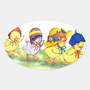 Chicks in Easters Bonnets - Sticker