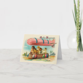 Chicks in Pink Blimp Vintage Easter Holiday Card