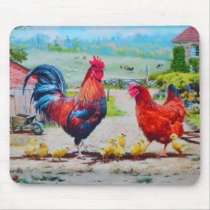 Chicks on the farm mouse pad