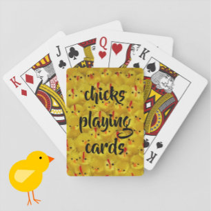 "Chicks Playing Cards" Cute Fun Yellow Pattern Playing Cards